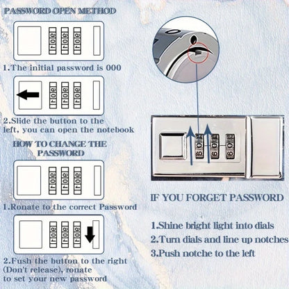 A5 Password notebook With Lock