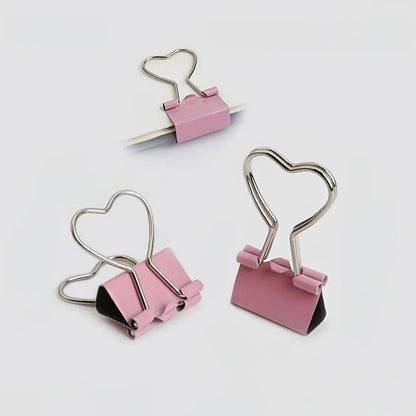 10/20pcs Heart Pink Binder Clips