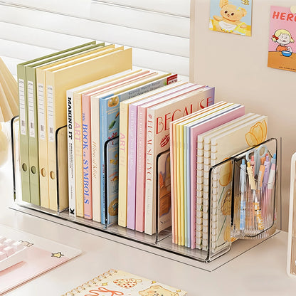 Transparent Acrylic Desktop Book Stand with Pen Holder