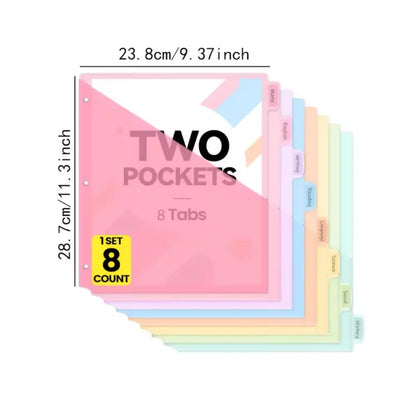 8pcs Dividers for 3 Ring Binder with Pocket