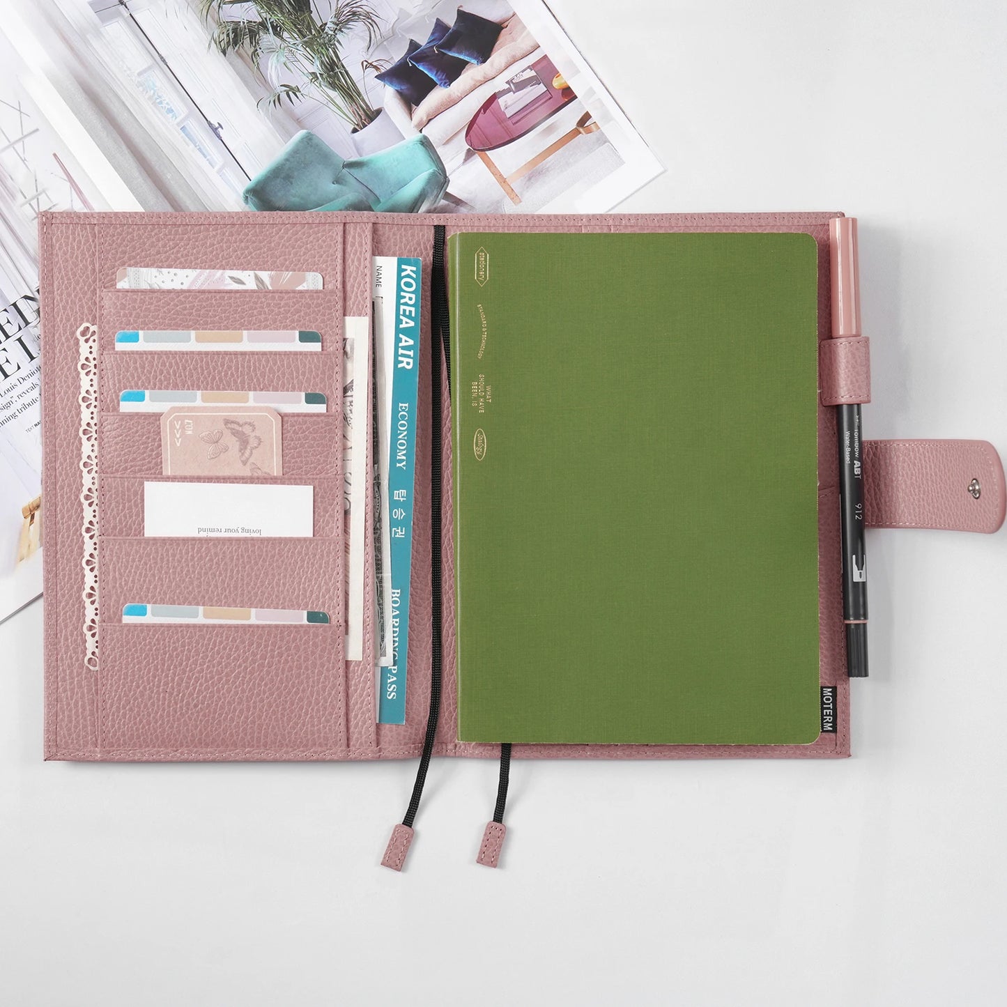 Moterm Firm Pebbled Grain Leather Gray Pink journals