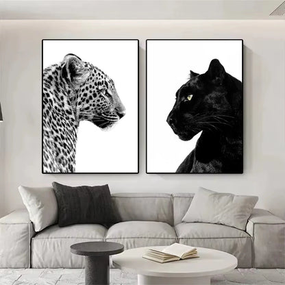 Black And White Leopard And Panther Wall Art