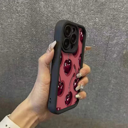 Bright Cherry Pattern Print Shockproof Soft Phone Case For iPhone 11,12,13,14,15,16,17