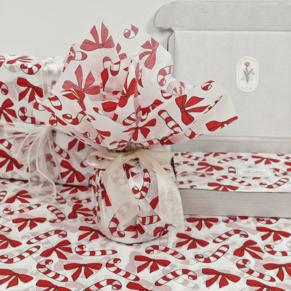 Red Christmas Bamboo Bow Pattern Tissue Paper