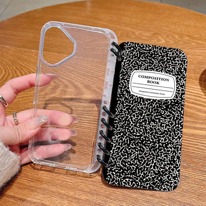 Composition Flip Notebook Phone Case For iPhone