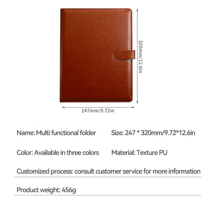Texture PU Leather Multi-Functional A4 Folder