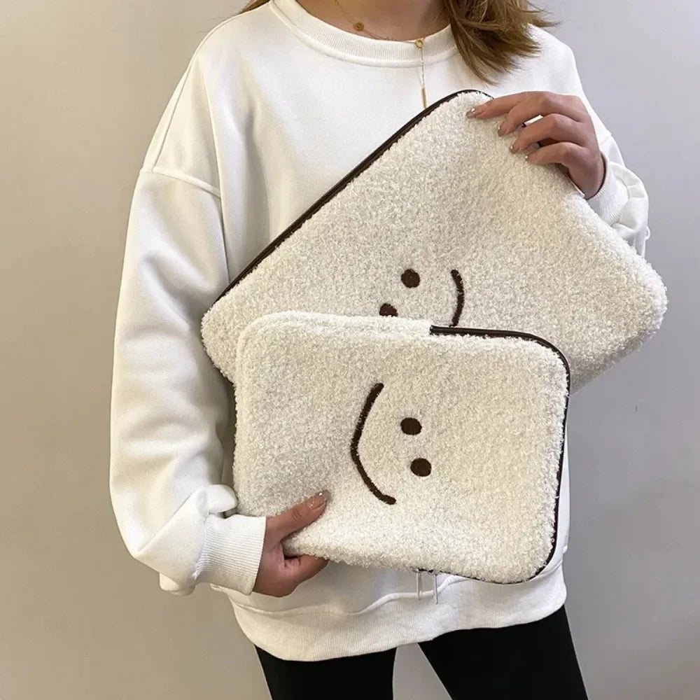 11/13Inch smiley face Plush Laptop Carrying Sleeve case