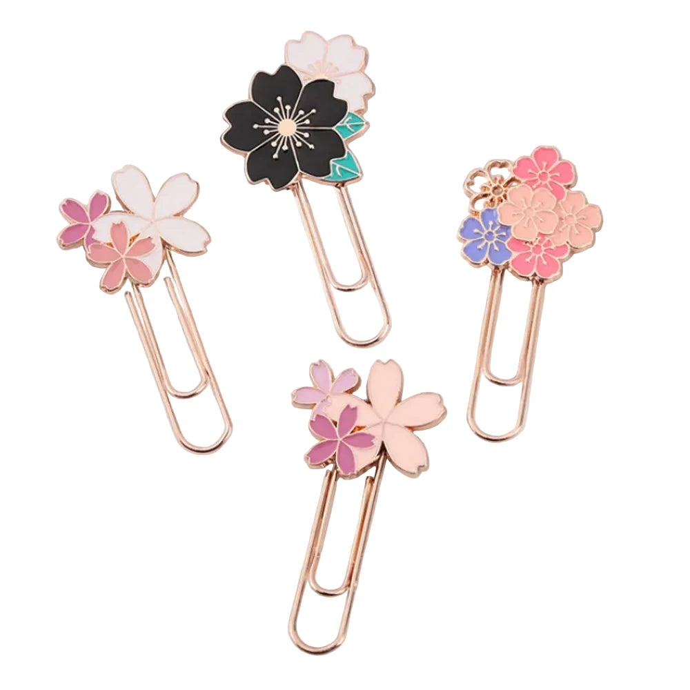 1pc pink Sakura Flowers Metal Bookmark