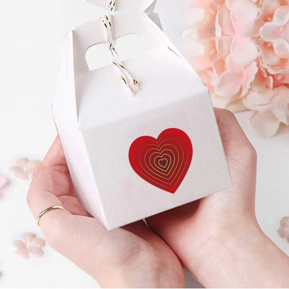 500pcs Red Heart Label Stickers