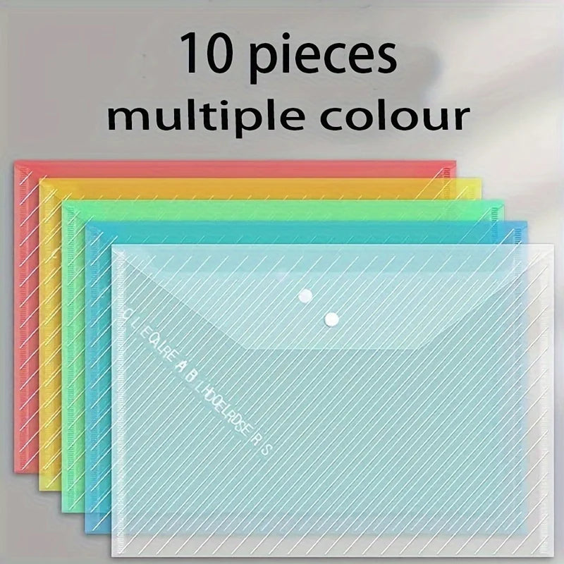 10pcs A4 Transparent Plastic filing Folders