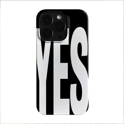 NO and YES Black and White Letters Phone Case For iPhone 11,12,13,14,15,16,17