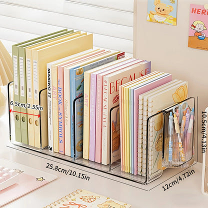 Transparent Acrylic Desktop Book Stand with Pen Holder