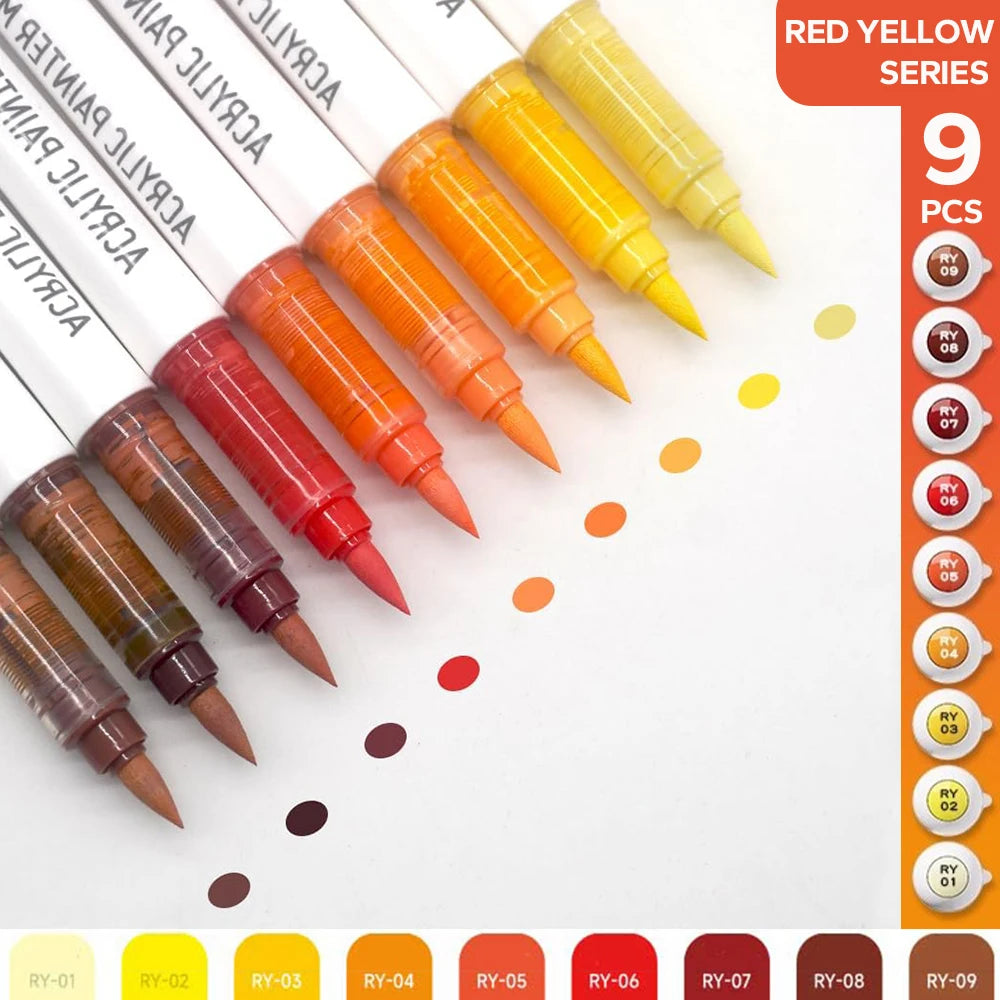 9 Acrylic Brush Markers Set