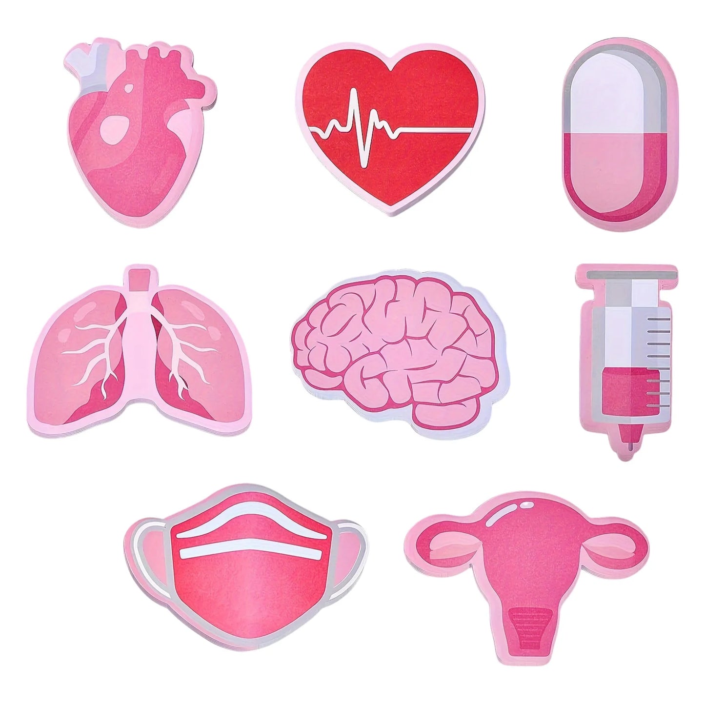 Medical Themed 8 Pieces Self-Adhesive Sticky notes