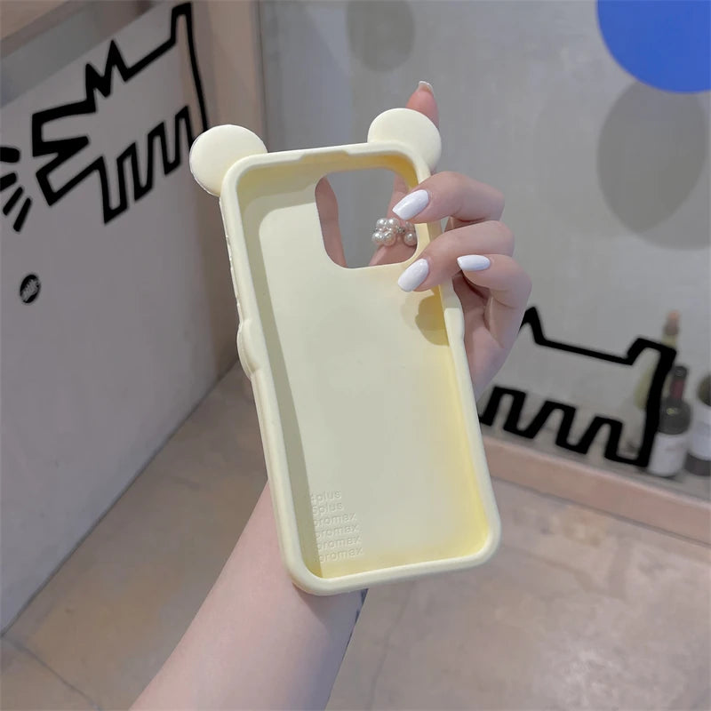 Cute Bear Wear Glasses Phone Case For iPhone 12,13,14,15,16