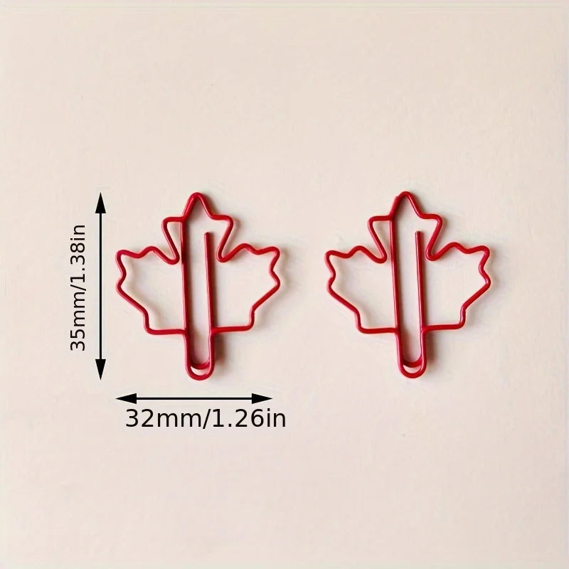30/50pcs Red Maple Leaf Paper Clips