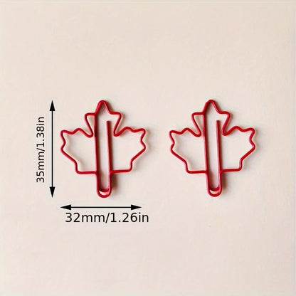 30/50pcs Red Maple Leaf Paper Clips