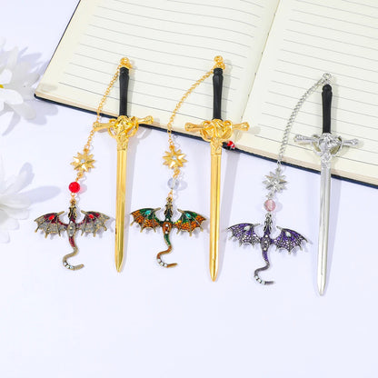 Four Wing Dragon Metal Pendant Bookmark