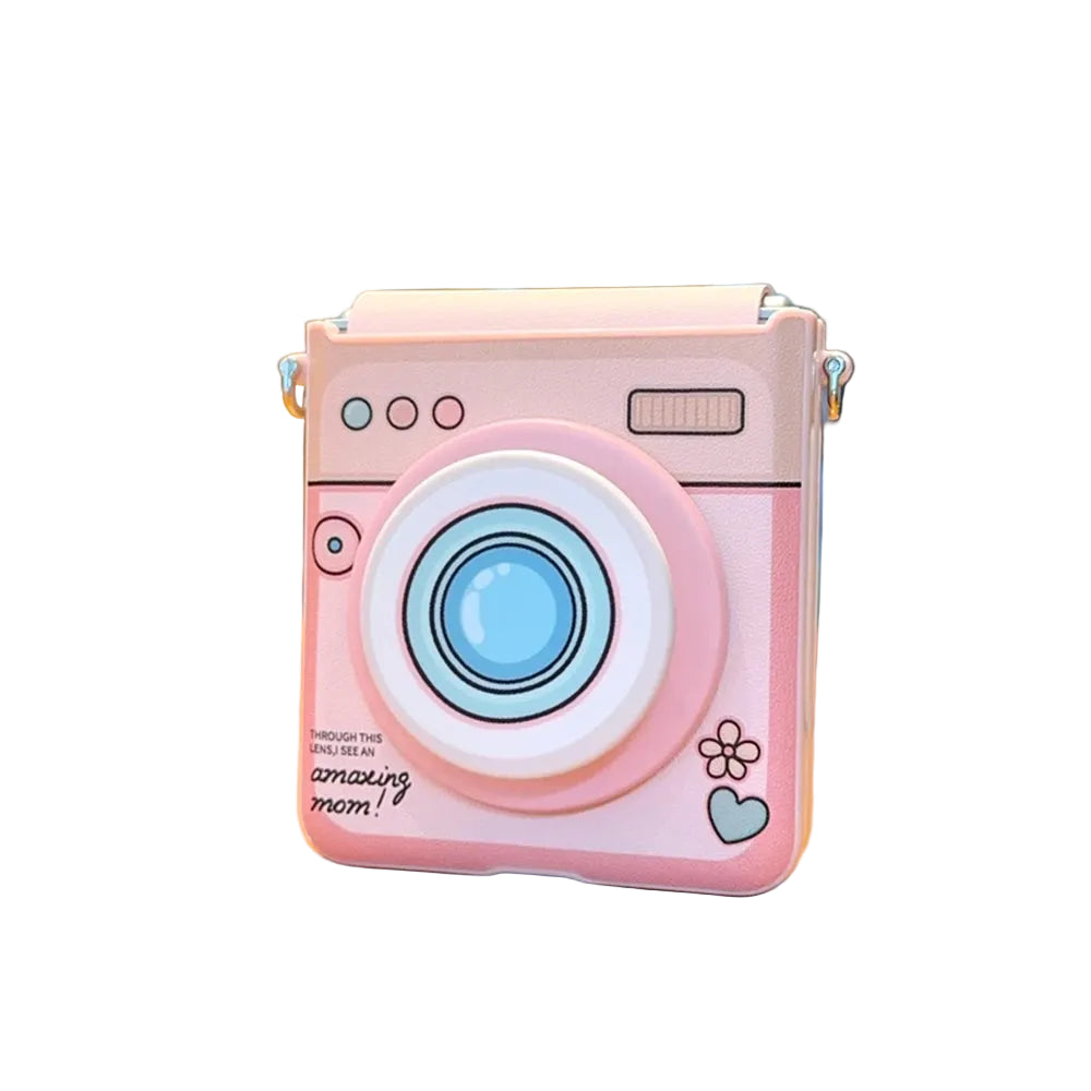 Cute Wrist Strap Pink Girl Camera Pattern Case for Samsung Galaxy Z Flip 7