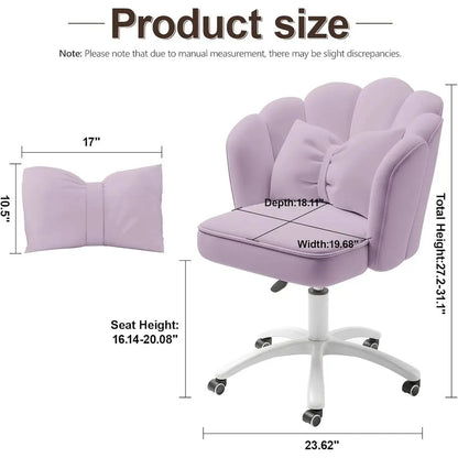 Velvet Petal Desk Chair with Bow