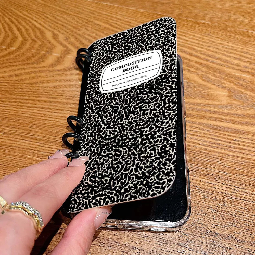 Composition Flip Notebook Phone Case For iPhone