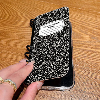 Composition Flip Notebook Phone Case For iPhone