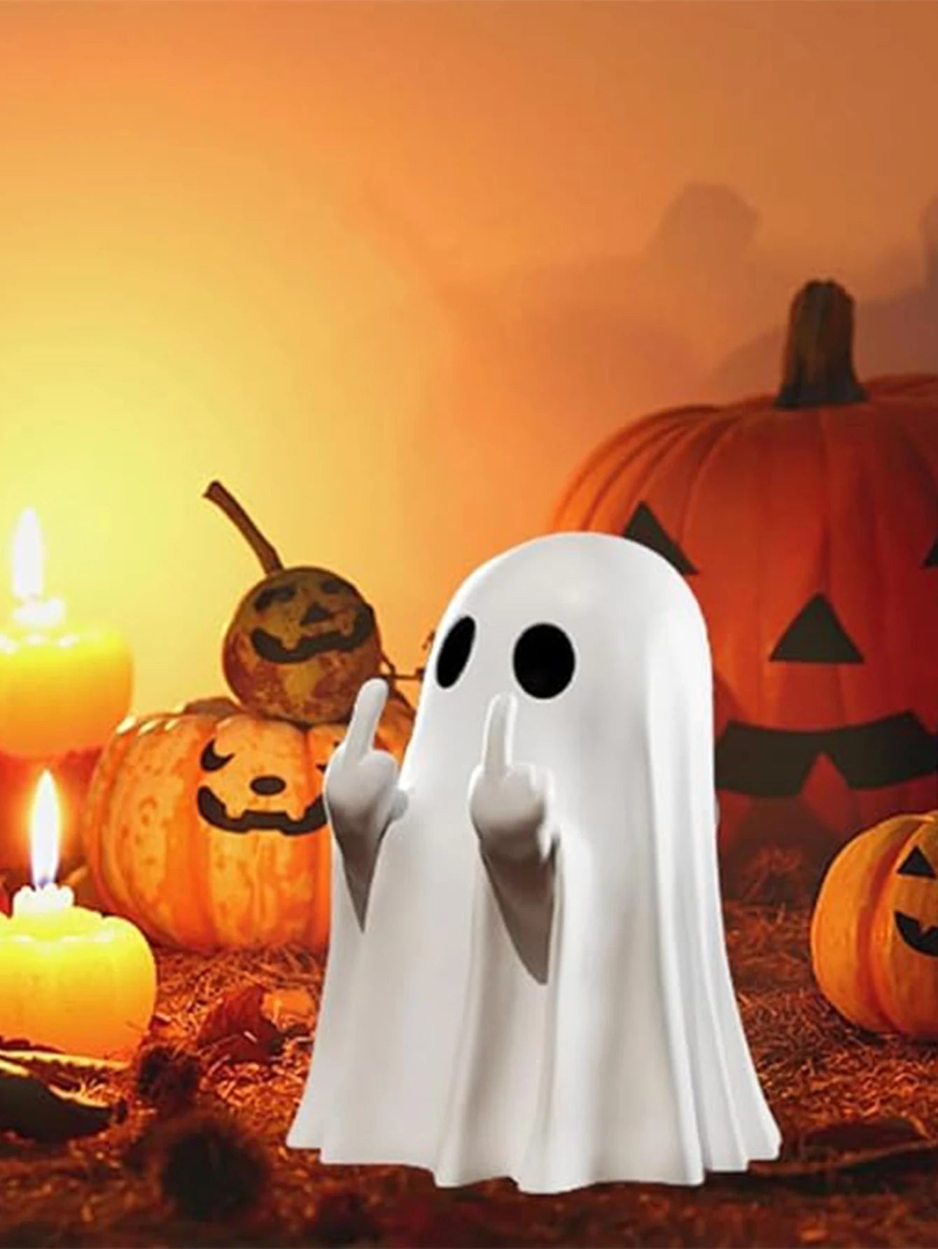 Middle finger ghost statue