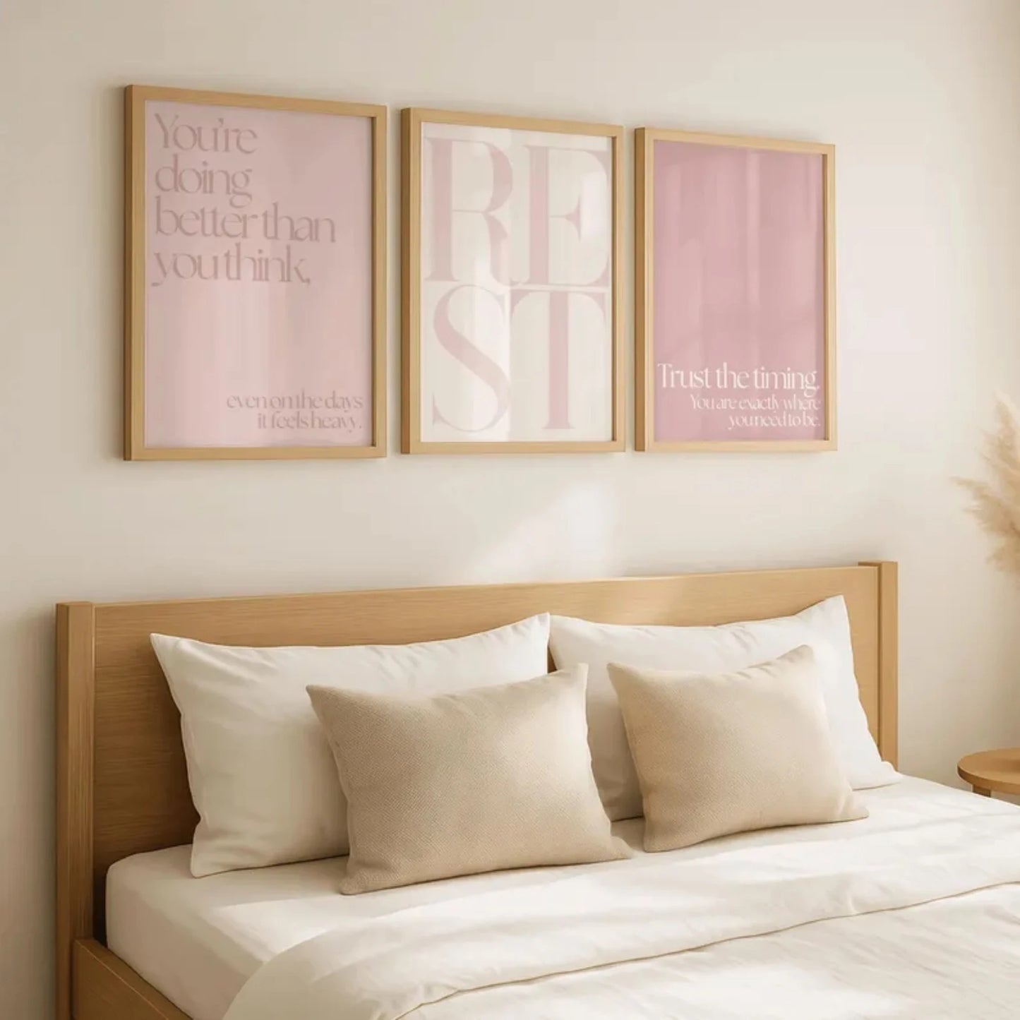 Pink Rest Quote Minimalist  Wall Art