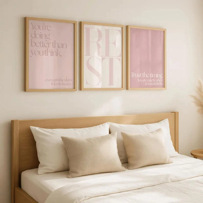 Pink Rest Quote Minimalist  Wall Art