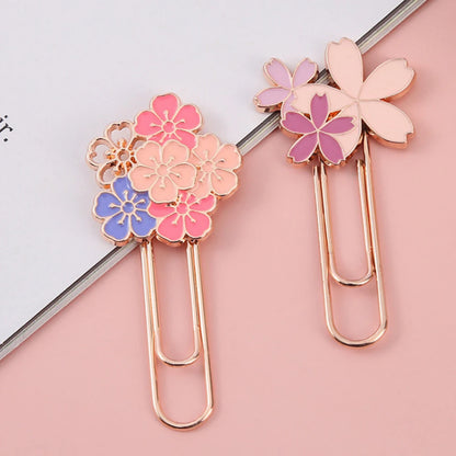 1pc pink Sakura Flowers Metal Bookmark
