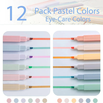 12 Cute Pastel Highlighters Pens