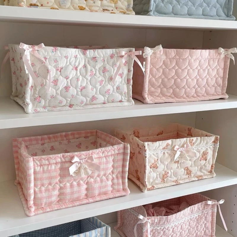 Bow embroidery designed Storage Basket