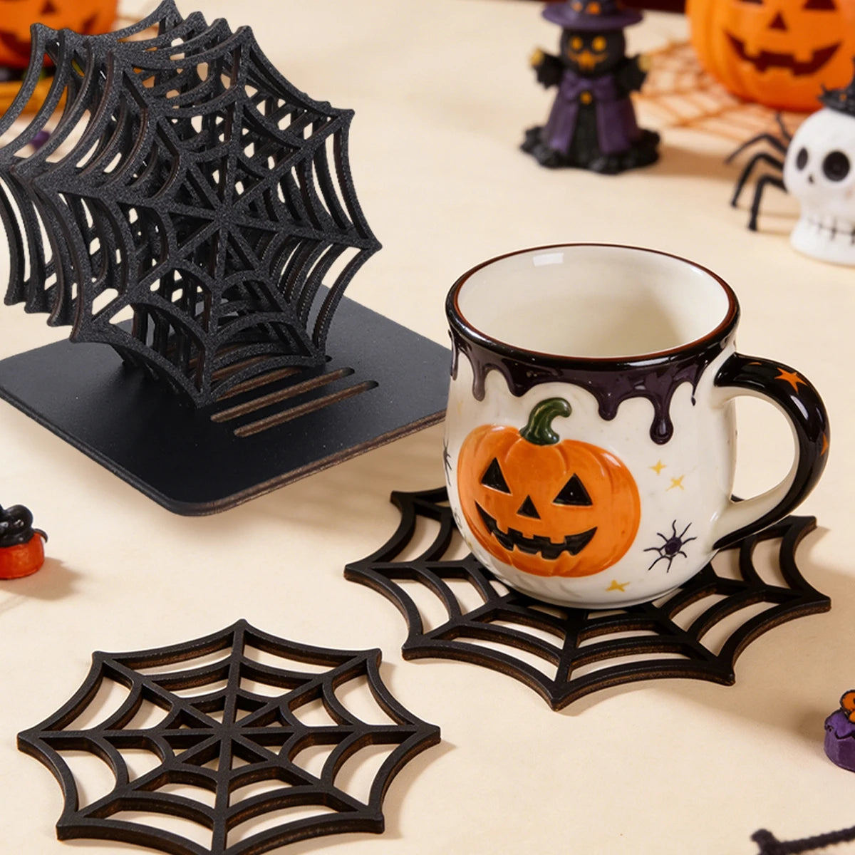 Halloween Spider Web coasters