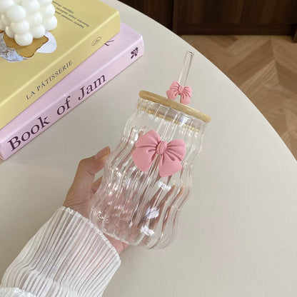 1Pc Elegant Bow-Knot Glass Cup