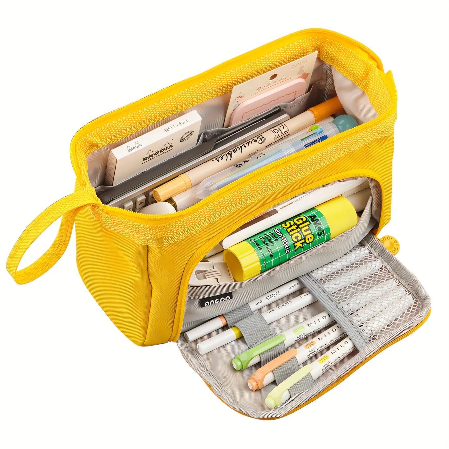 Extra Large Capacity Solid Color Pencil Case