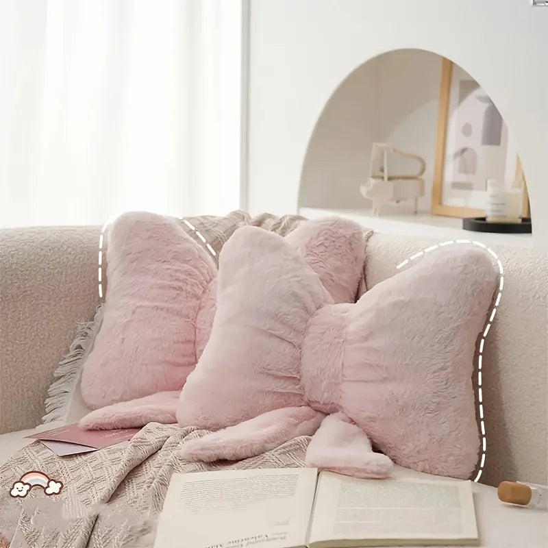 1pc Simple Pink Bow Shaped Pillow