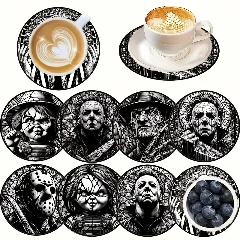8 pcs horror character themed coasters