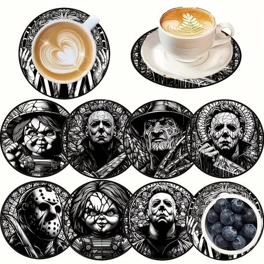 8 pcs horror character themed coasters