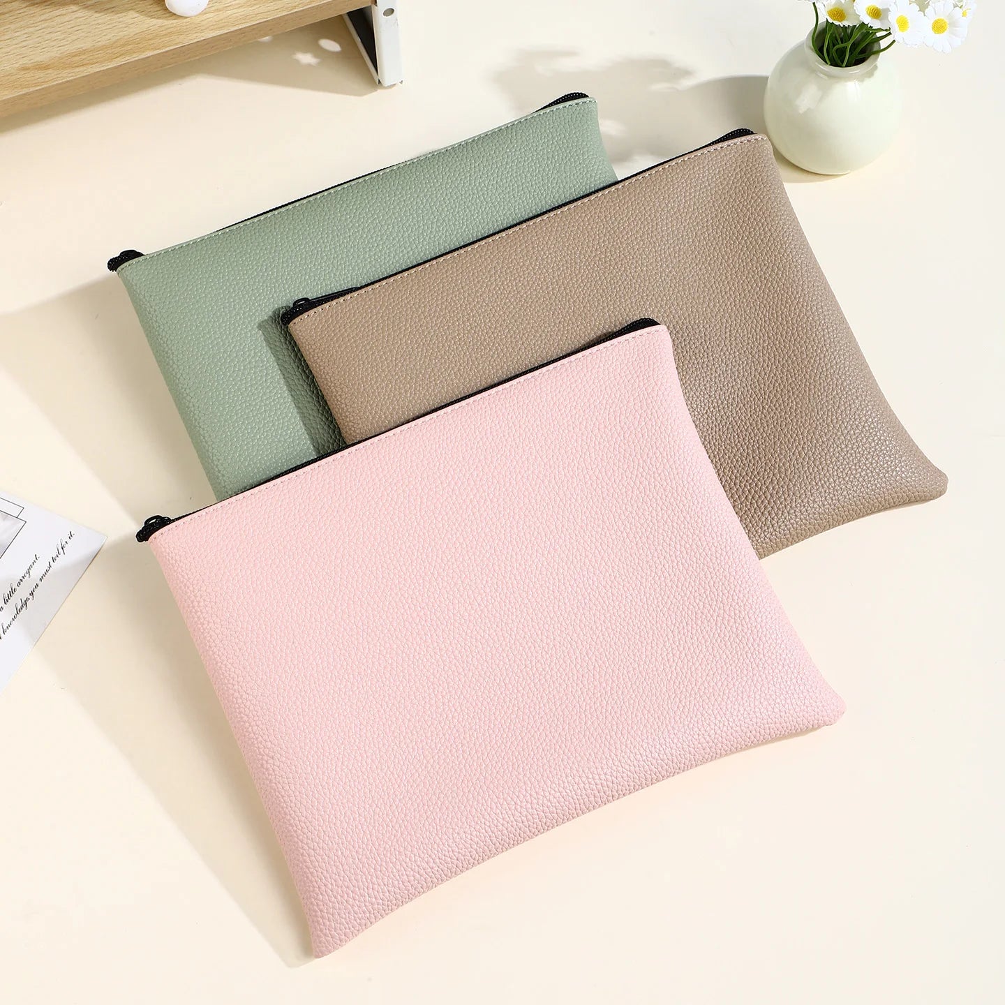 PU File zipper Bag Pouch