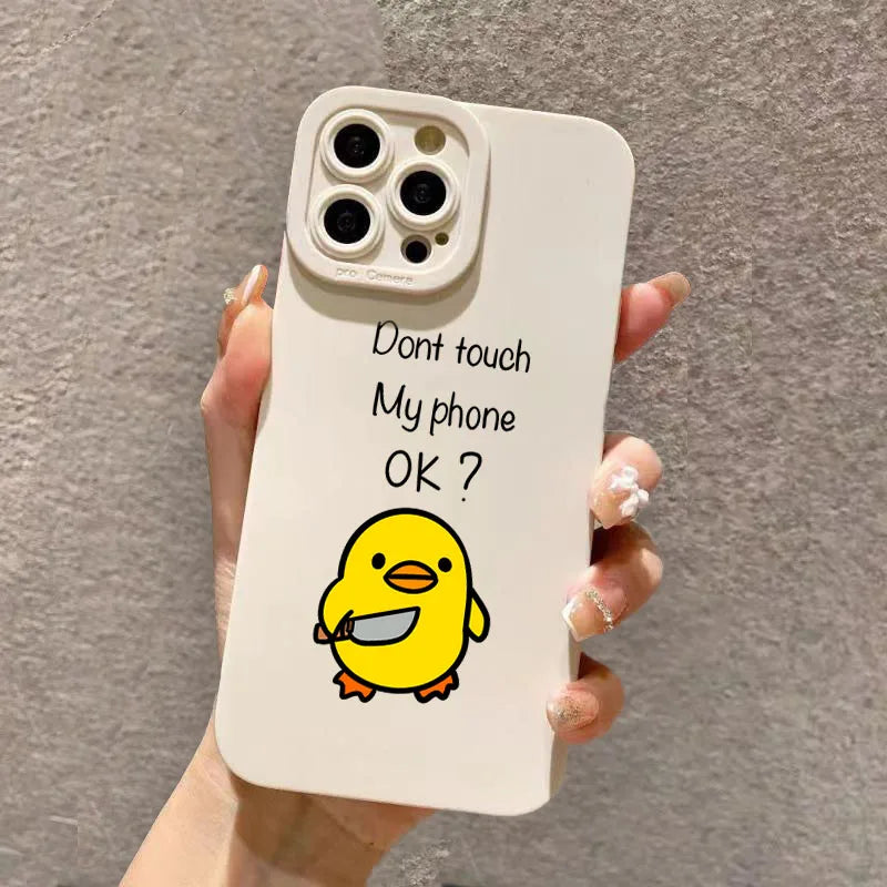 Cute Minimalist Cartoon Duck Silicone Phone Case For iPhone