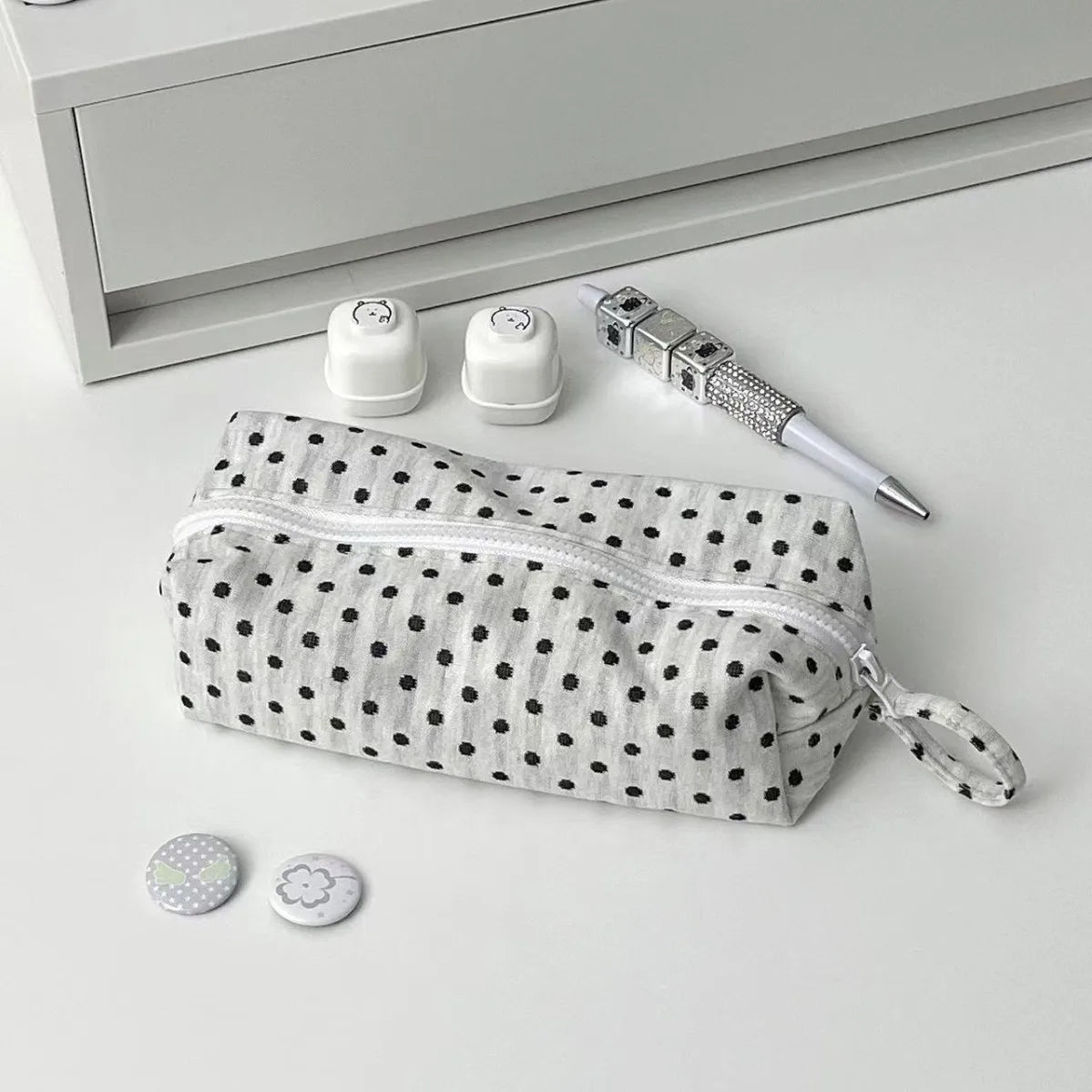 Polka dot Fabric Pencil Bag
