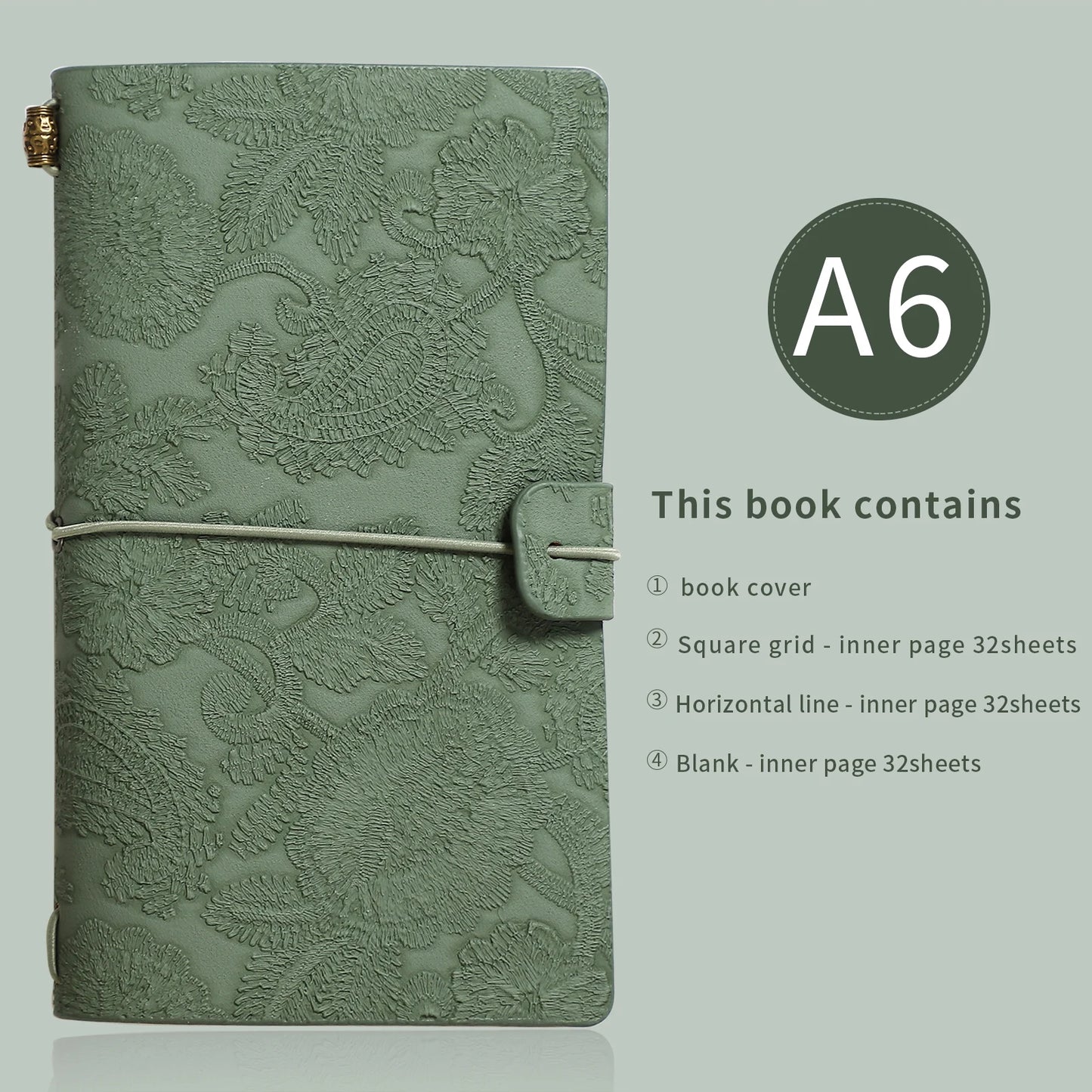 A6 Vintage Embossed Lace Strap Notebook