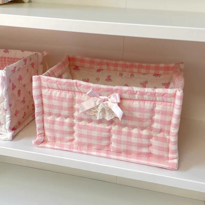 Bow embroidery designed Storage Basket