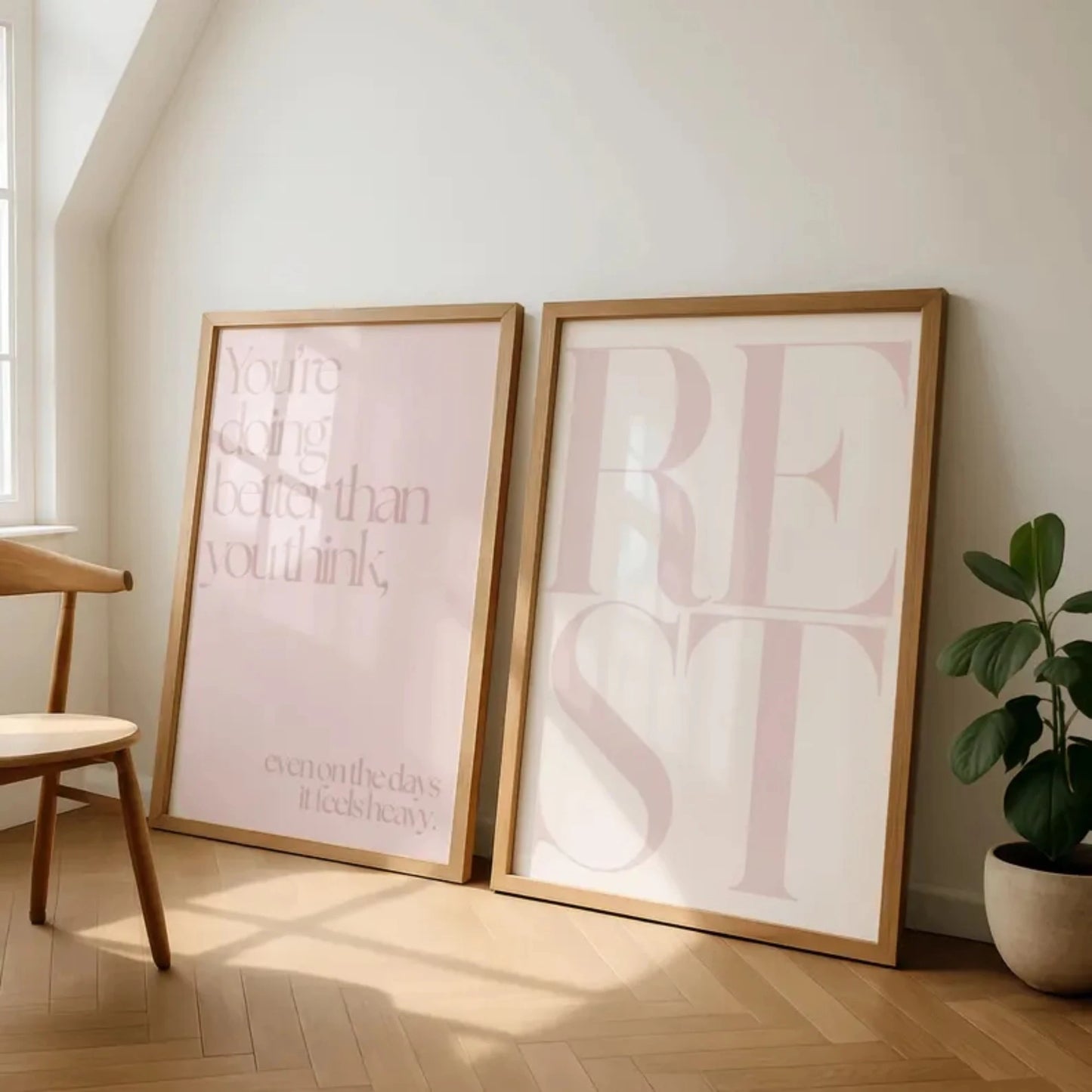 Pink Rest Quote Minimalist  Wall Art