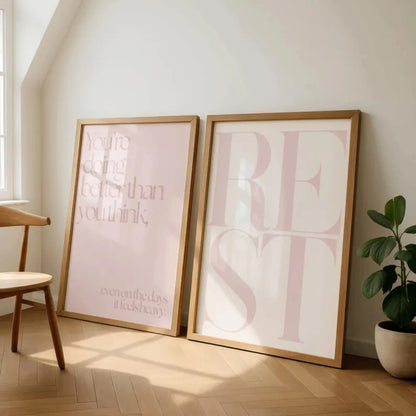 Pink Rest Quote Minimalist  Wall Art