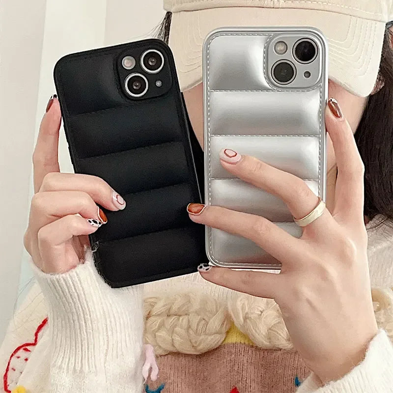 Puff jacket silicon case for iPhone 11,12,13,14,15,16,17