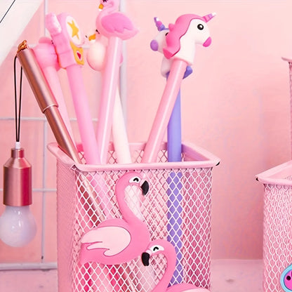 Square Pink Flamingo Pen Holder