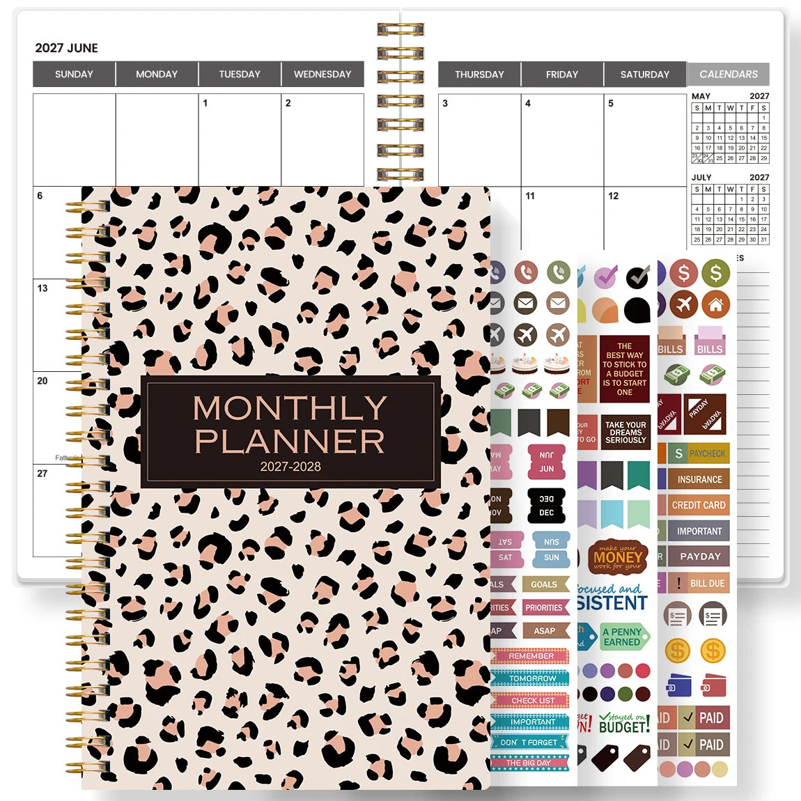 2027-2028 Leopard Spiral Notebook