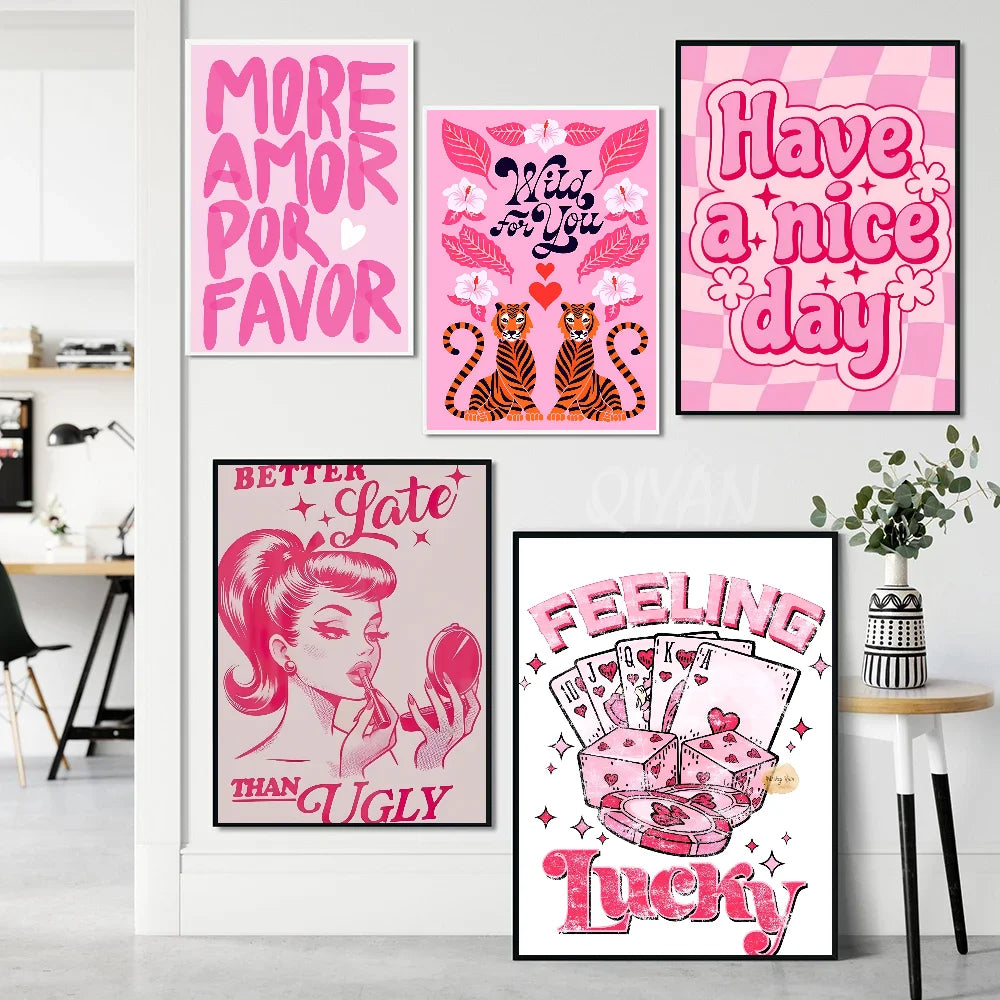 Pink Quote prints wall art poster