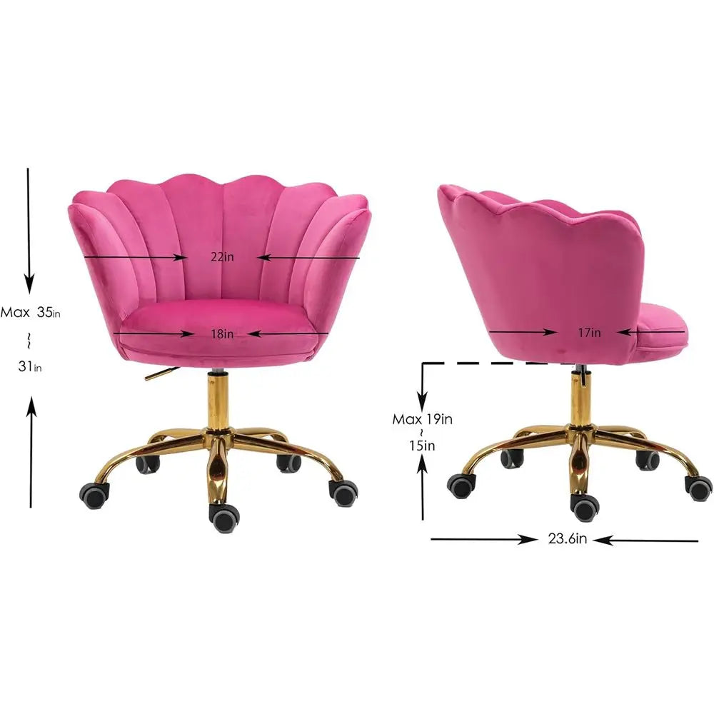 Upholstered Velvet Seashell Back Swivel Desk Chair
